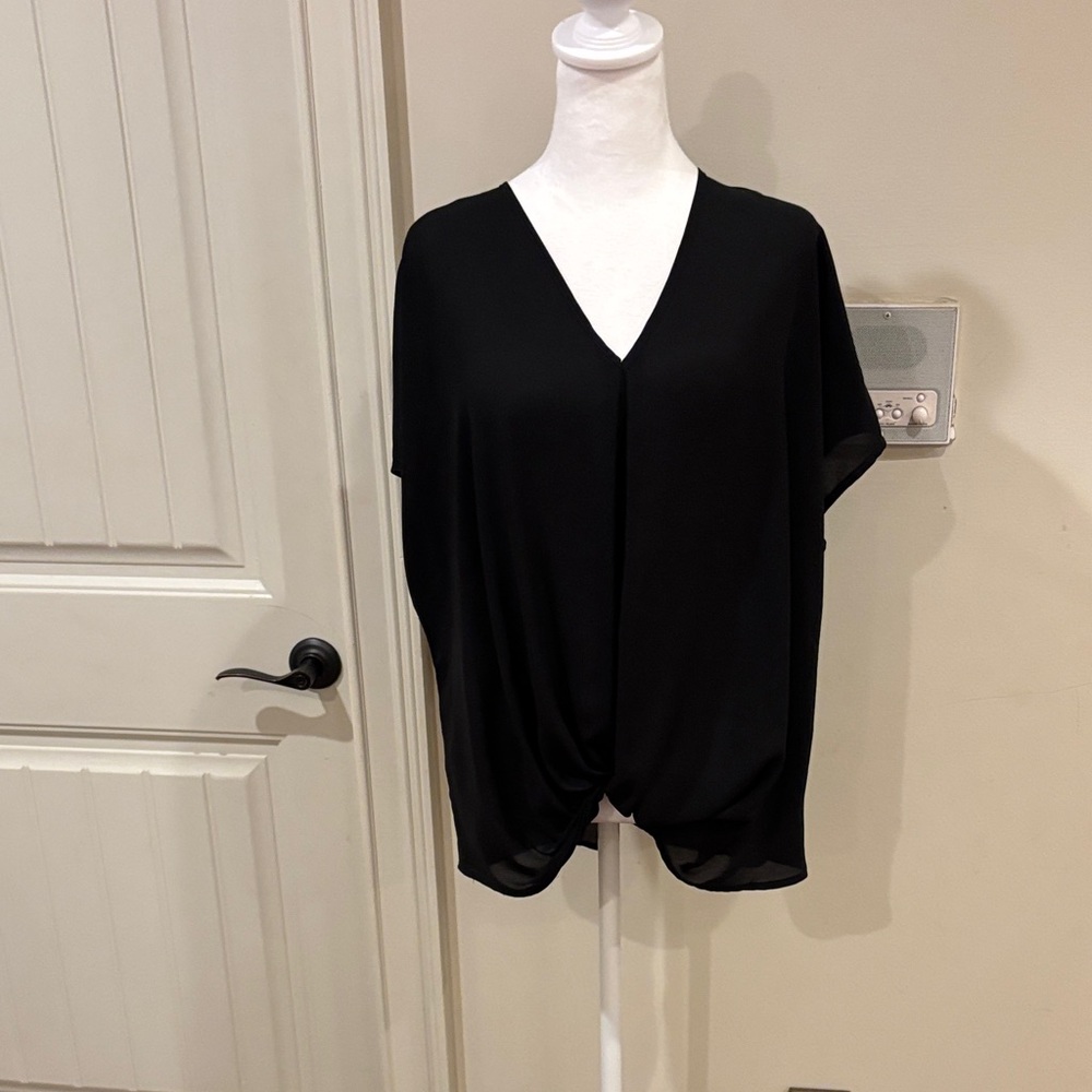 Lush Black V-Neck Blouse